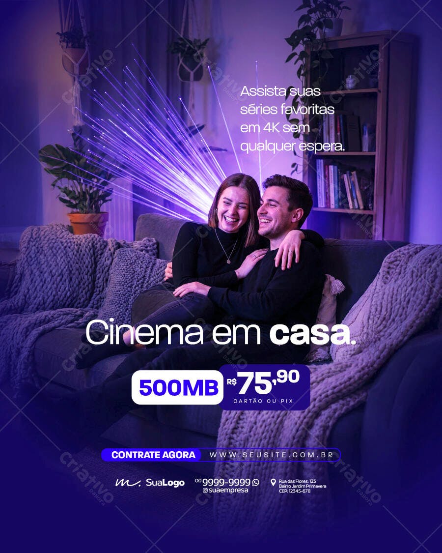 Flyer Internet Fibra Ótica Provedor PSD Editável
