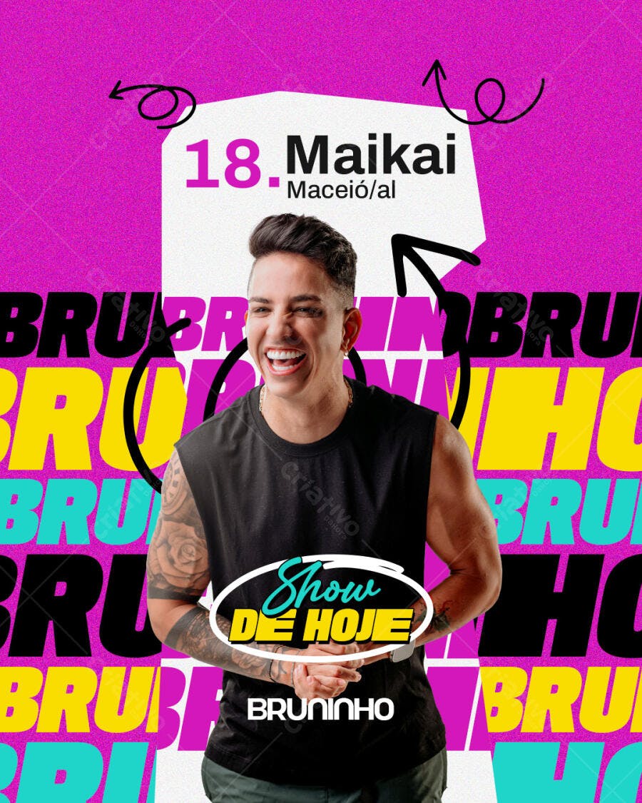 Post Instagram Show de Hoje Bruninho PSD Editável