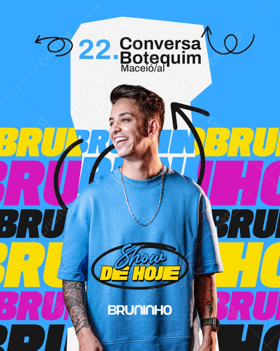 Post Instagram Show Bruninho Conversa Botequim PSD Editável