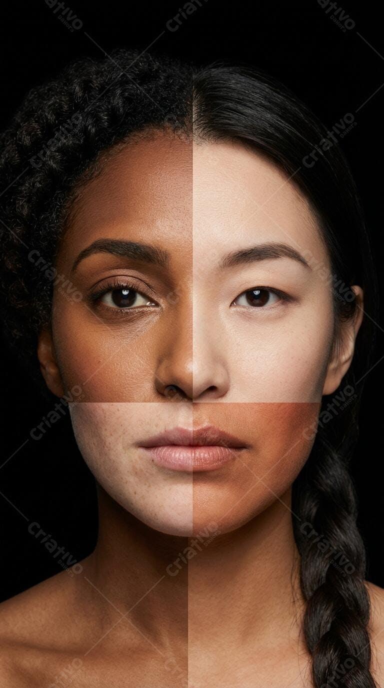 Foto Retrato Mulheres Diversas Tons de Pele Diferentes