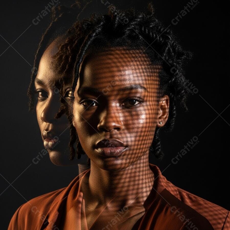 Foto Retrato Mulher Negra Iluminação Criativa Sombra Geométricas