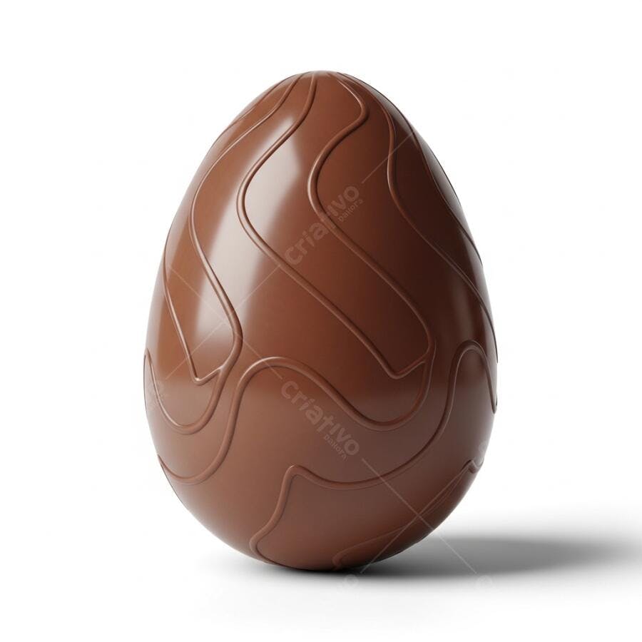 Foto Ovo de Páscoa Chocolate com Textura Fundo Branco