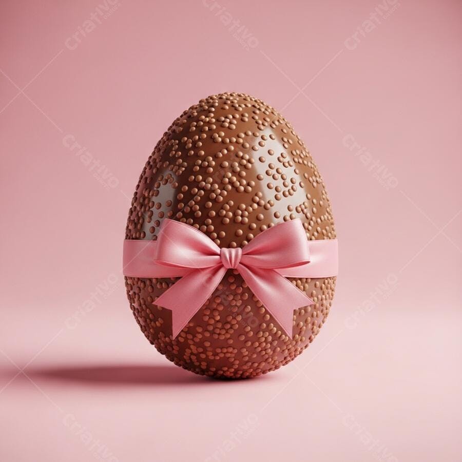Foto Ovo de Páscoa Chocolate Granulado Laço Rosa Estúdio