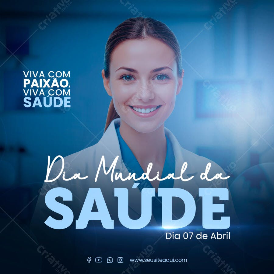 Post Instagram Dia Mundial da Saúde 7 de Abril PSD Editável