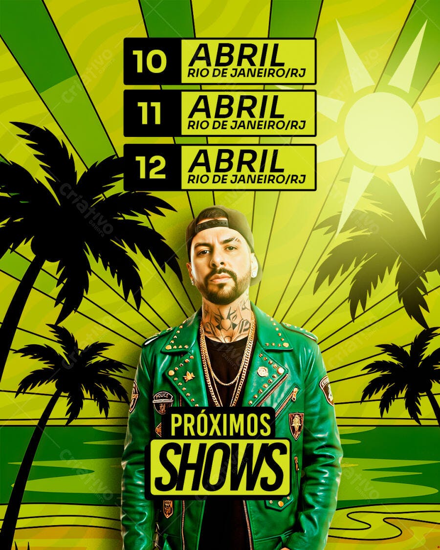 Flyer Próximos Shows Evento Musical Abril PSD Editável