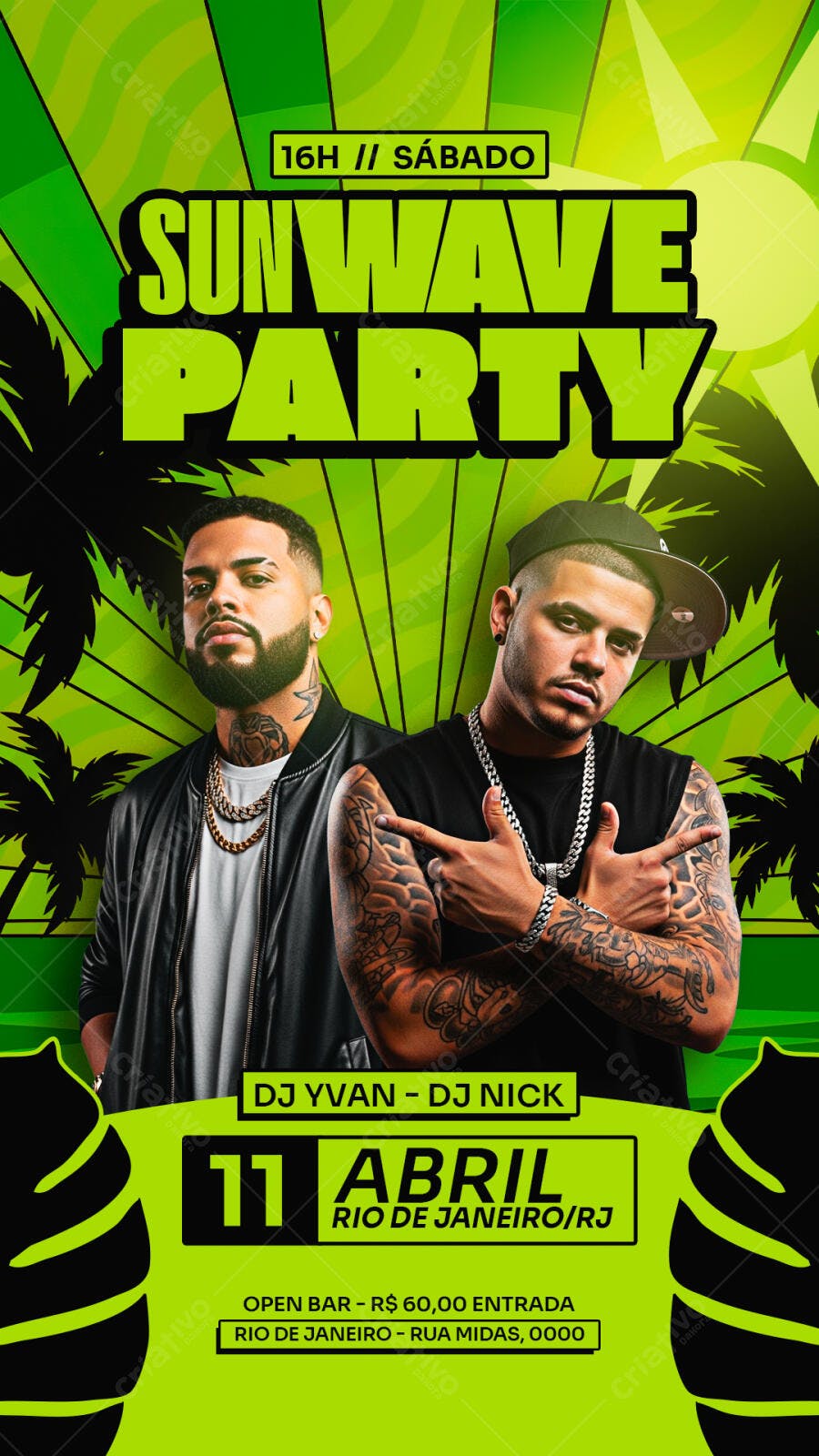 Flyer Sunwave Party Evento Balada Abril PSD Editável