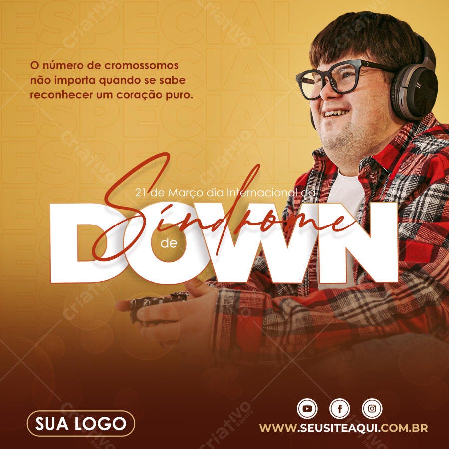 Post Instagram Dia Internacional da Síndrome de Down PSD Editável