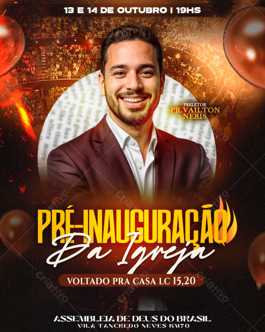 Flyer Pré-Inauguração Igreja Evangélica PSD Editável