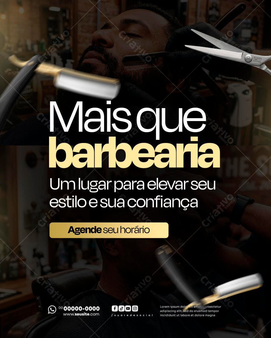Post Instagram Barbearia Masculina PSD Editável