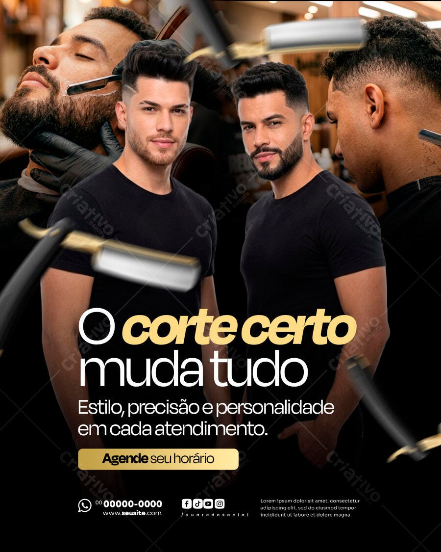 Flyer Barbearia Corte Cabelo Masculino PSD Editável