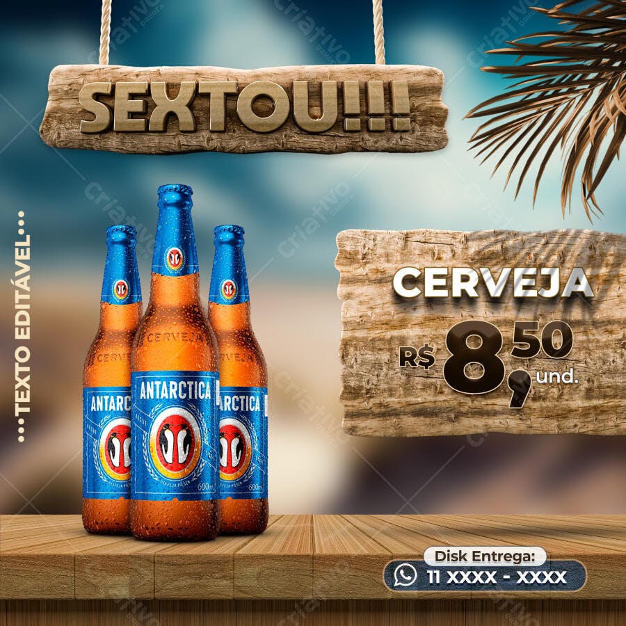 Flyer Sextou Cerveja Antártica PSD Editável