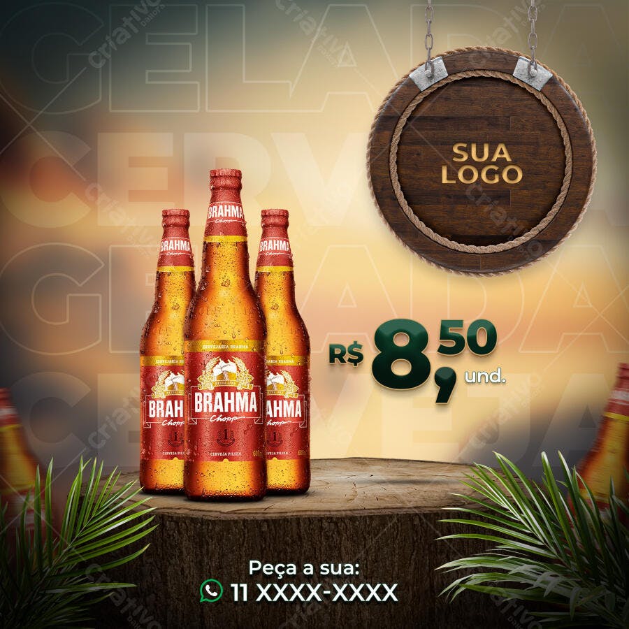 Post Instagram Cerveja Promoção Delivery PSD Editável