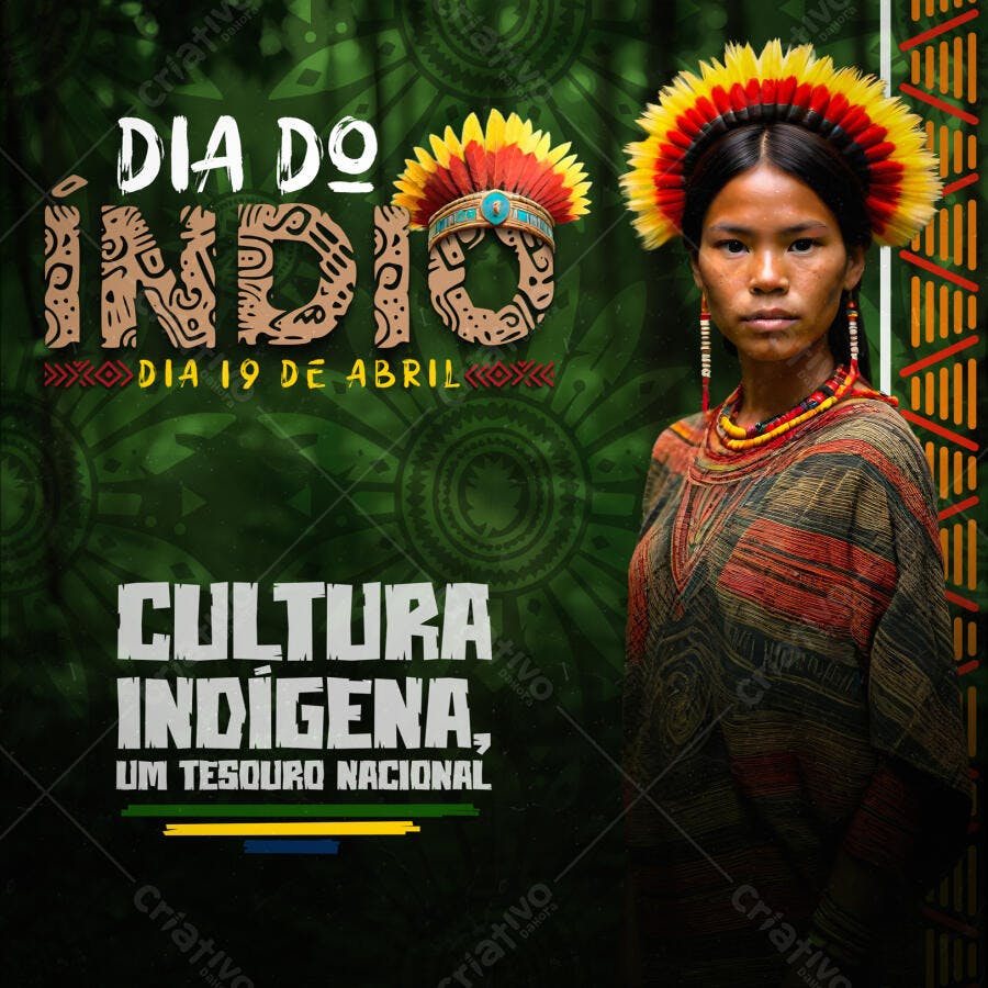 Post Dia do Índio Cultura Indígena PSD Editável