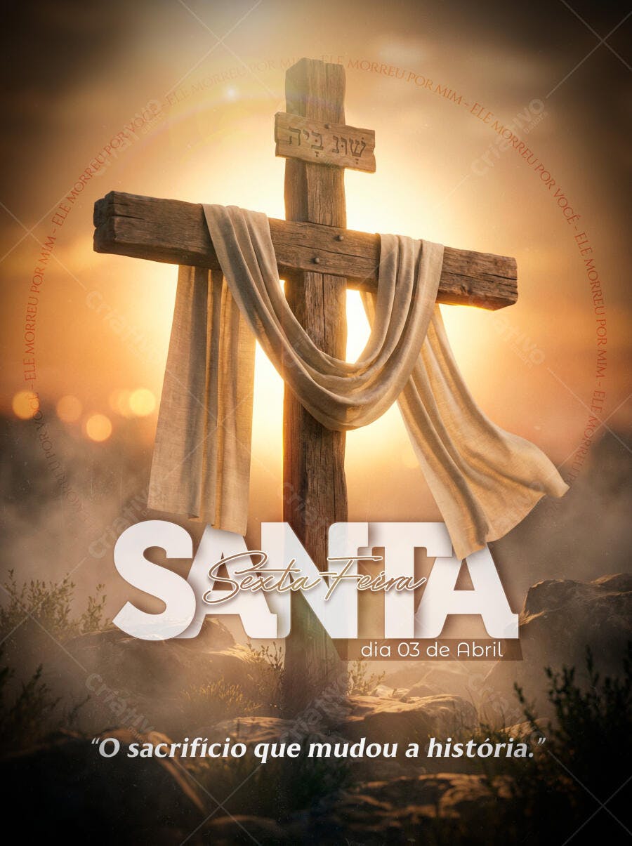 Post Sexta-Feira Santa Páscoa 3 de Abril PSD Editável