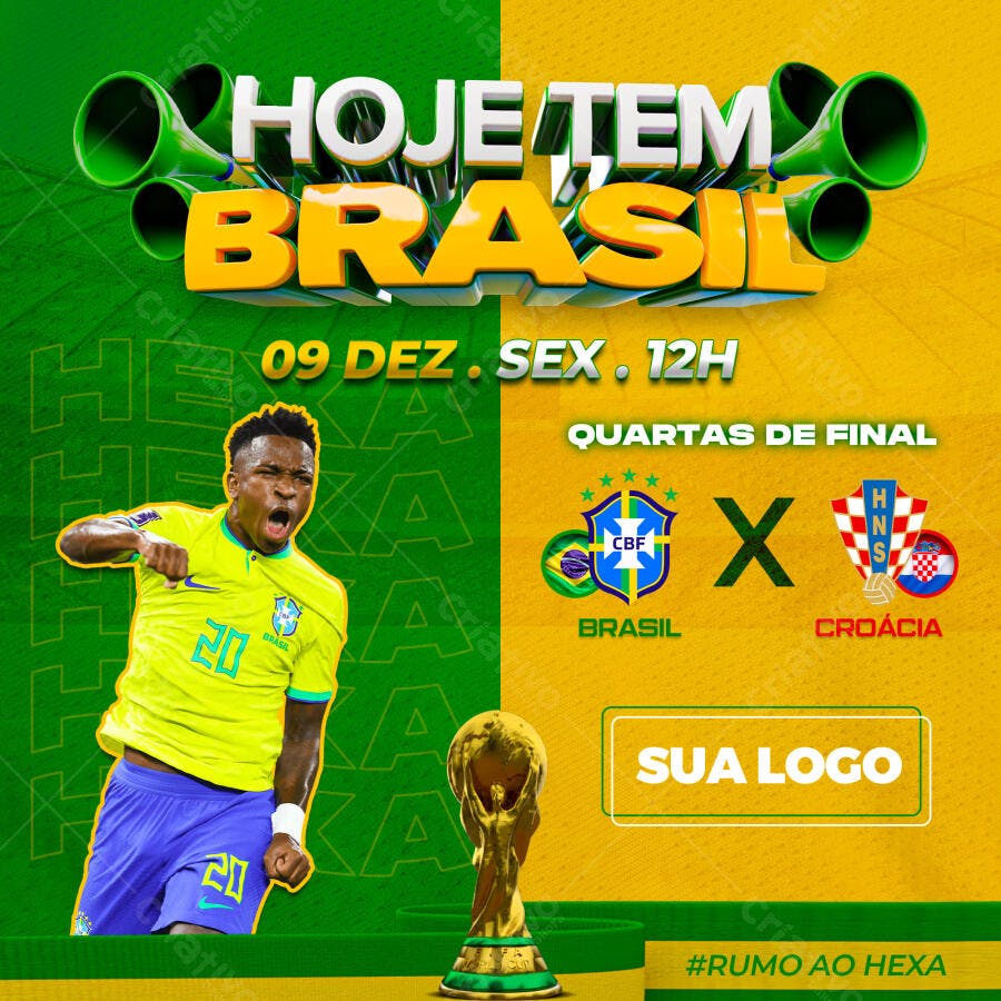 Post Instagram Copa do Mundo Brasil Croácia PSD Editável