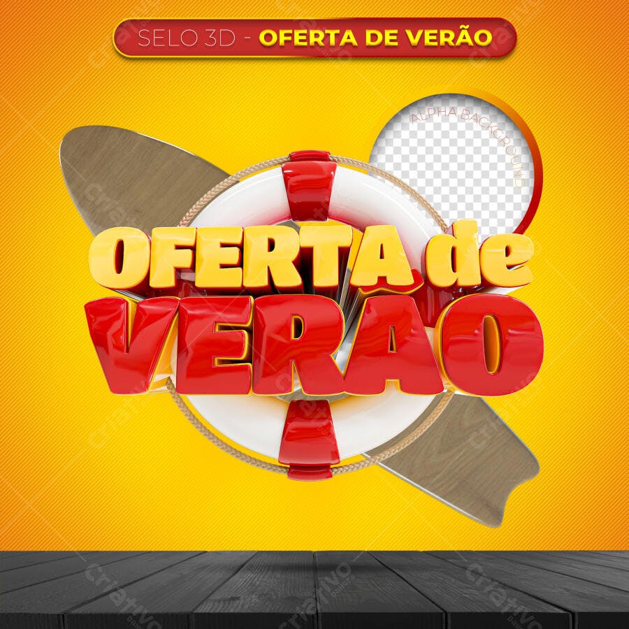 Selo 3D Oferta de Verão Boia Prancha PNG Transparente