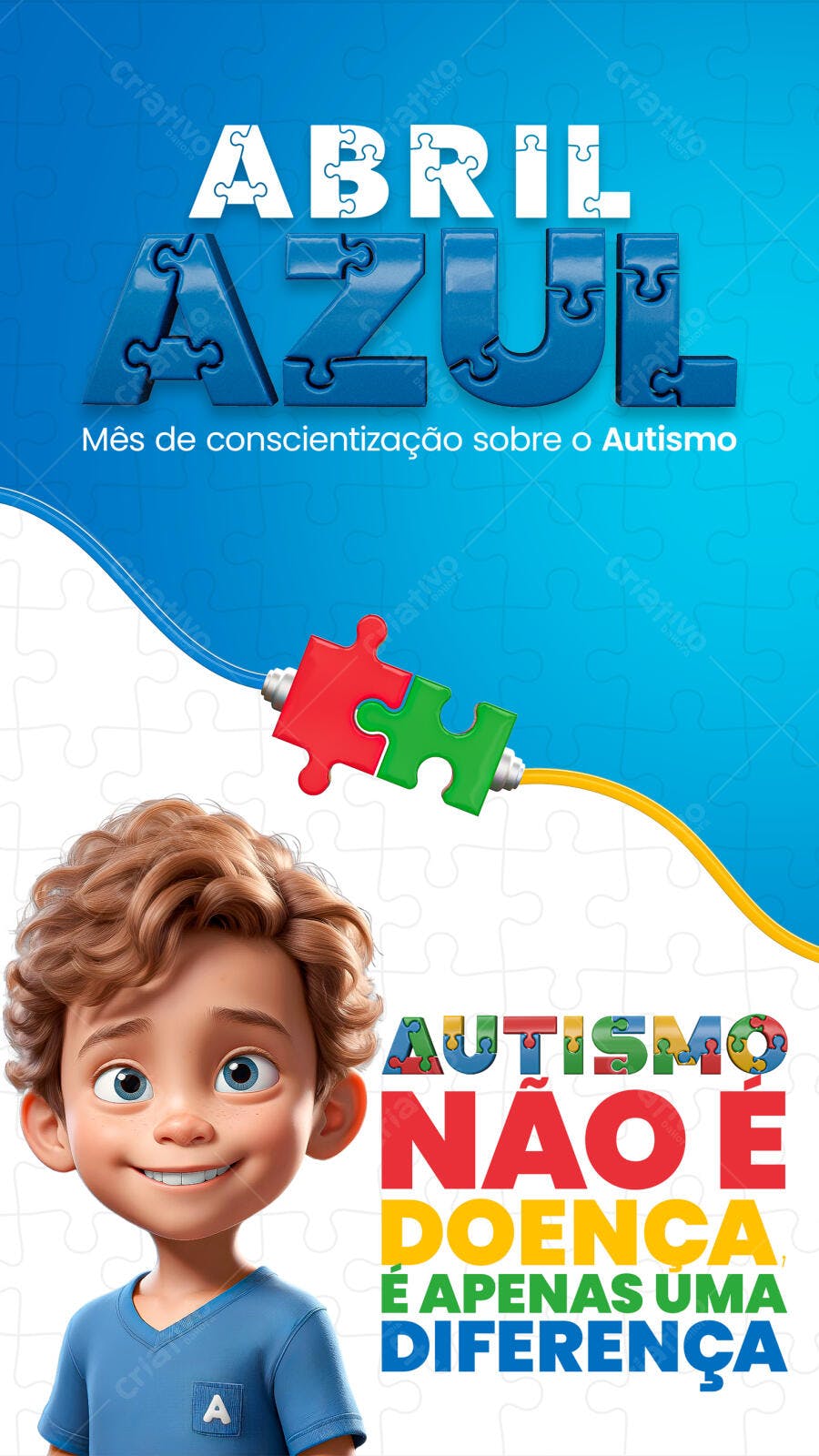 Post Instagram Abril Azul Autismo PSD Editável