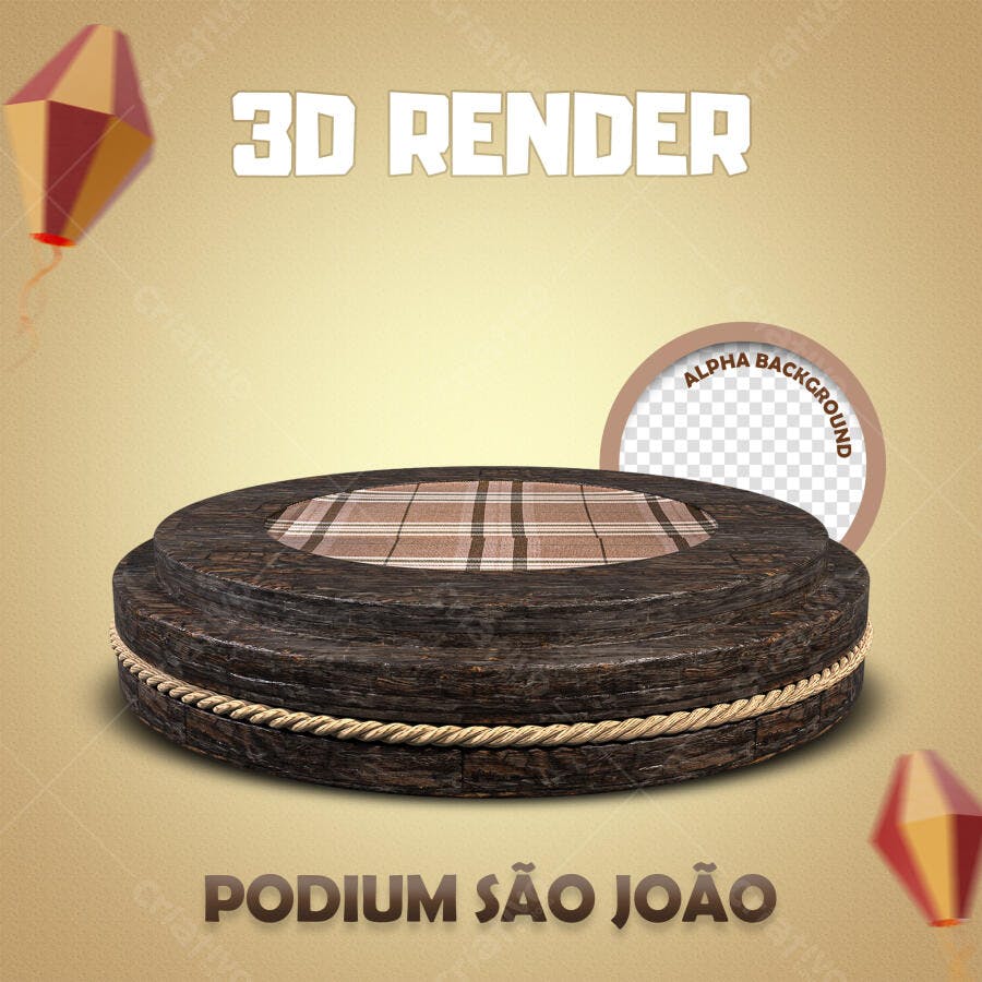 Podium São João Festa Junina 3D Render PSD Editável