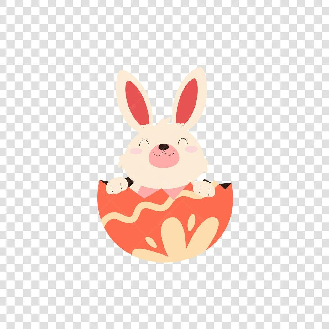 Ilustração Coelhinho Páscoa Abril Ovo Quebrado PNG Fundo Transparente