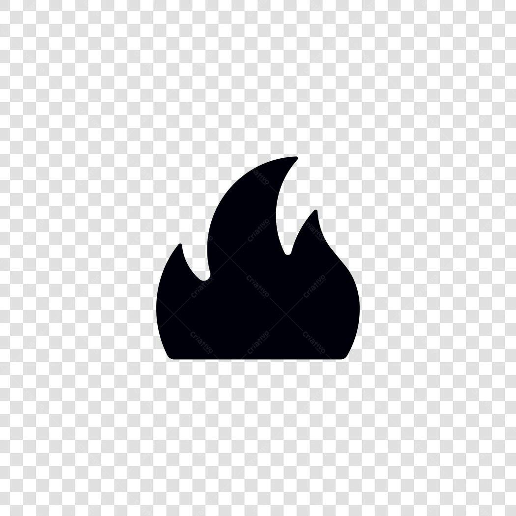 Ícone Vetorial Fogo Chama Preto Flat Design PNG Fundo Transparente