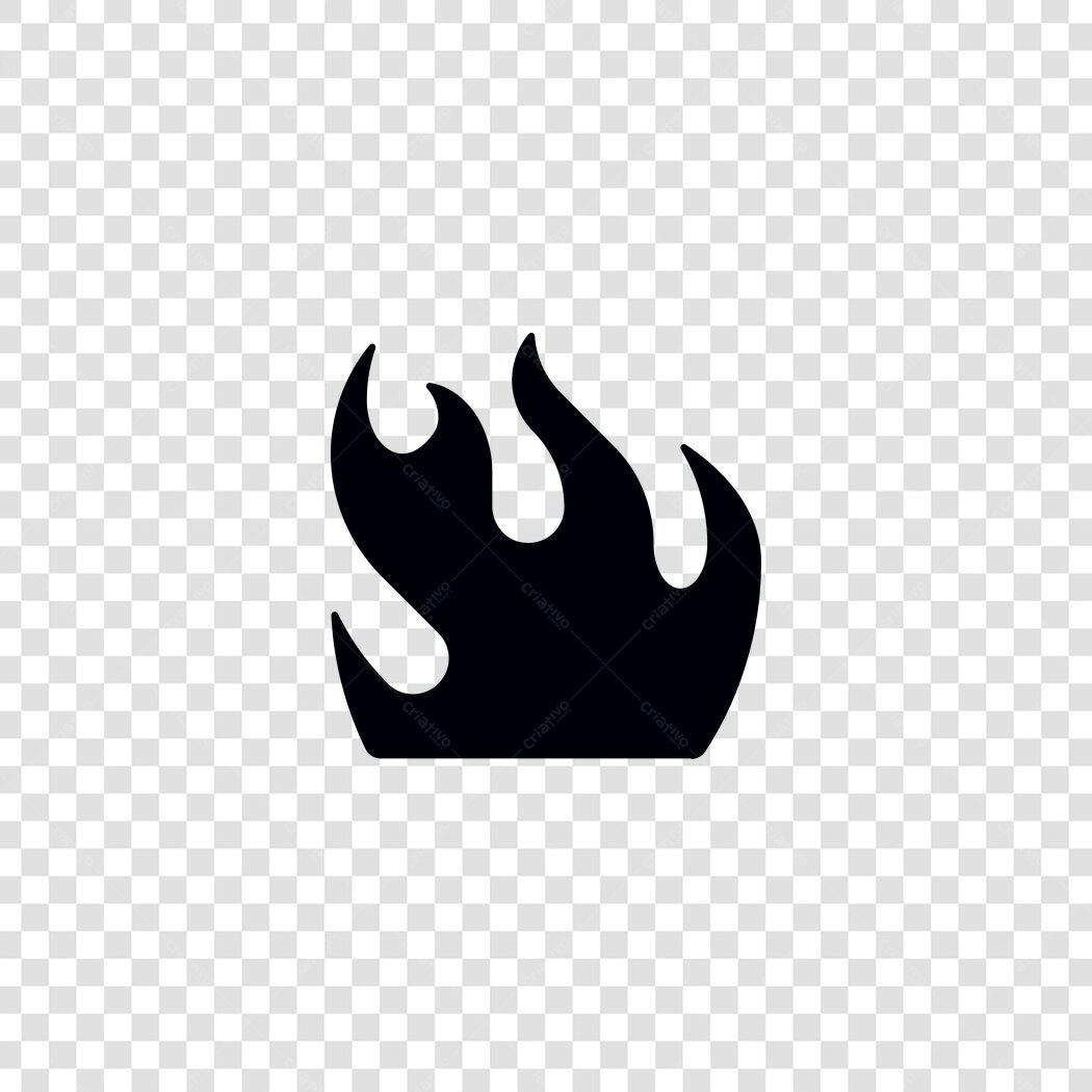 Ícone Chama Fogo Preto Vetorial PNG Fundo Transparente