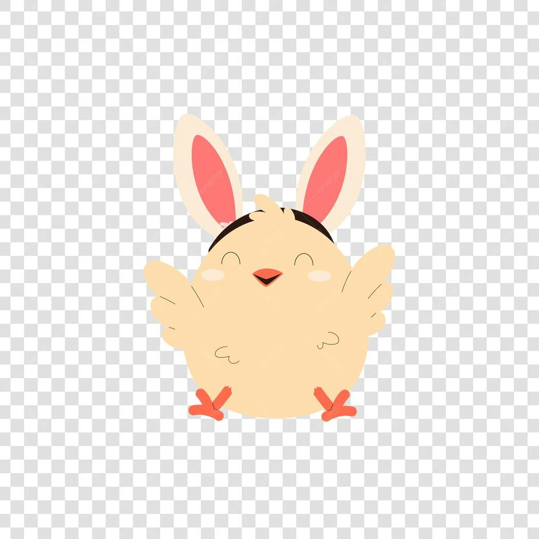 Ilustração Pintinho Orelhas Coelho Páscoa Abril PNG Fundo Transparente