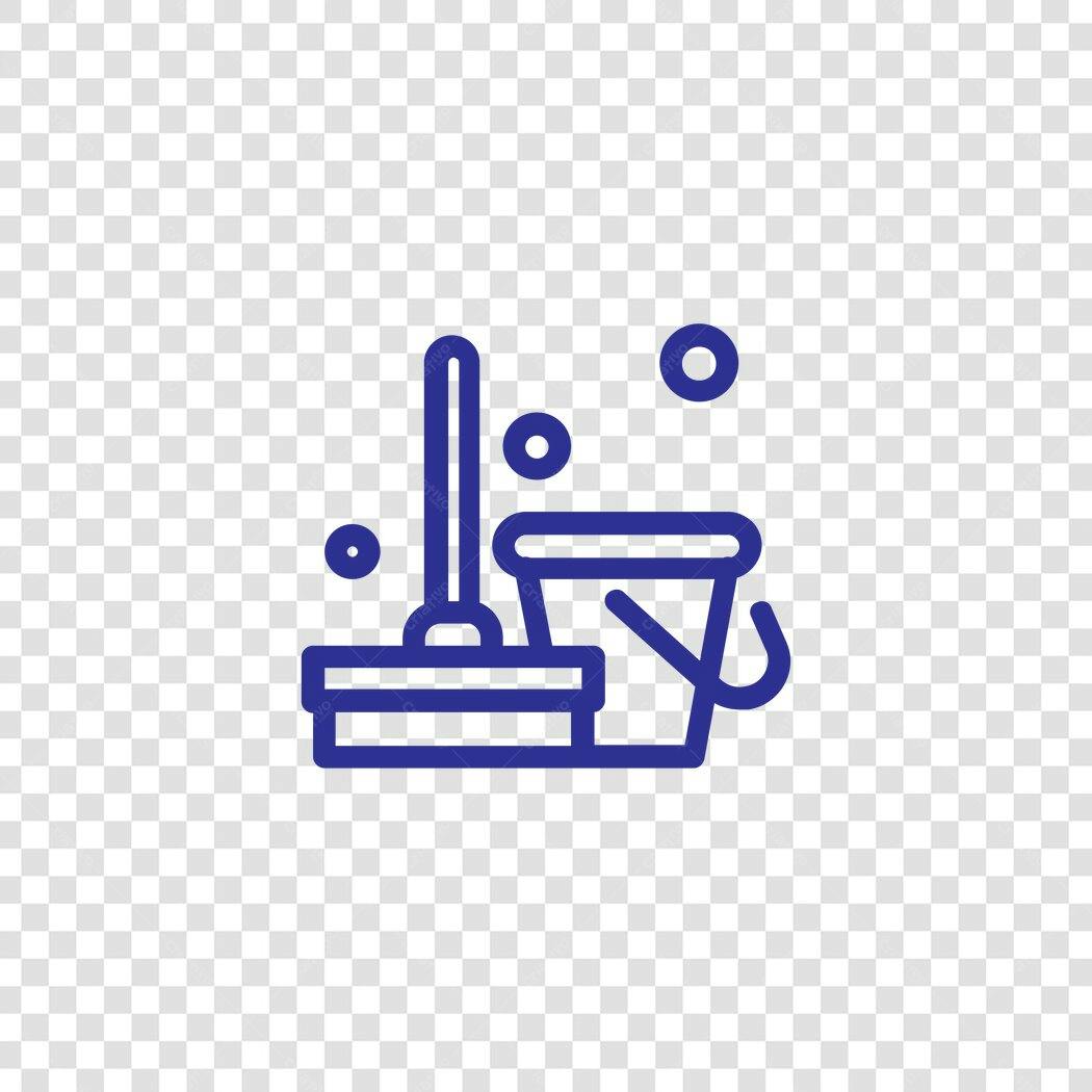 Ícone Limpeza Balde Rodo Bolhas Flat Design PNG Fundo Transparente