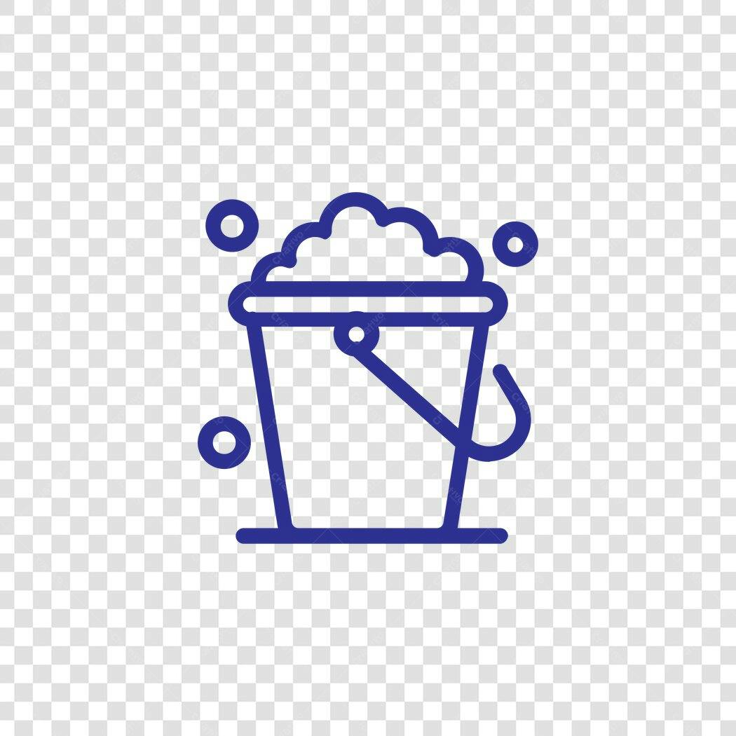 Ícone Balde com Espuma Limpeza Azul PNG Fundo Transparente