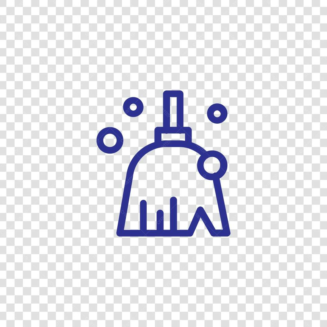 Ícone Vassoura Limpeza Flat Design Azul PNG Fundo Transparente