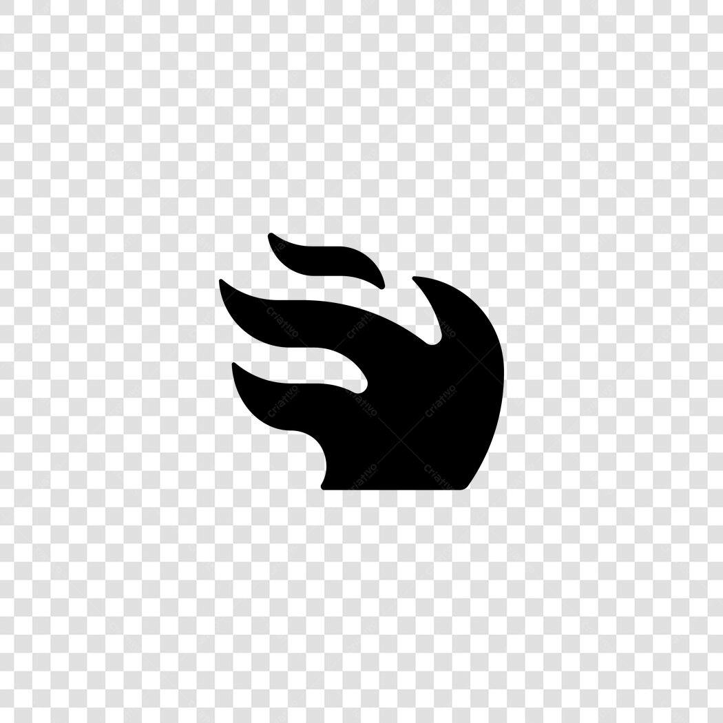 Ícone Chama Fogo Preto Minimalista PNG Fundo Transparente