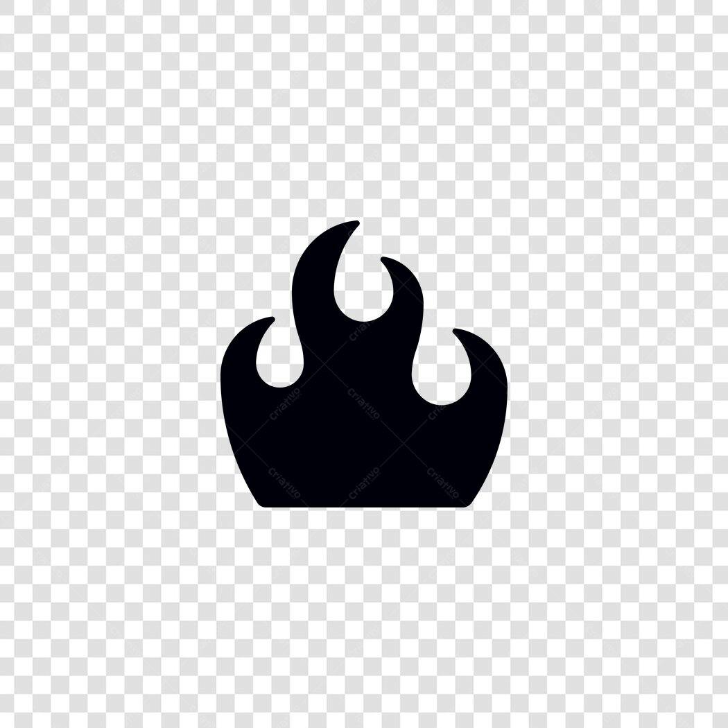 Ícone Chama Fogo Preto Minimalista PNG Fundo Transparente