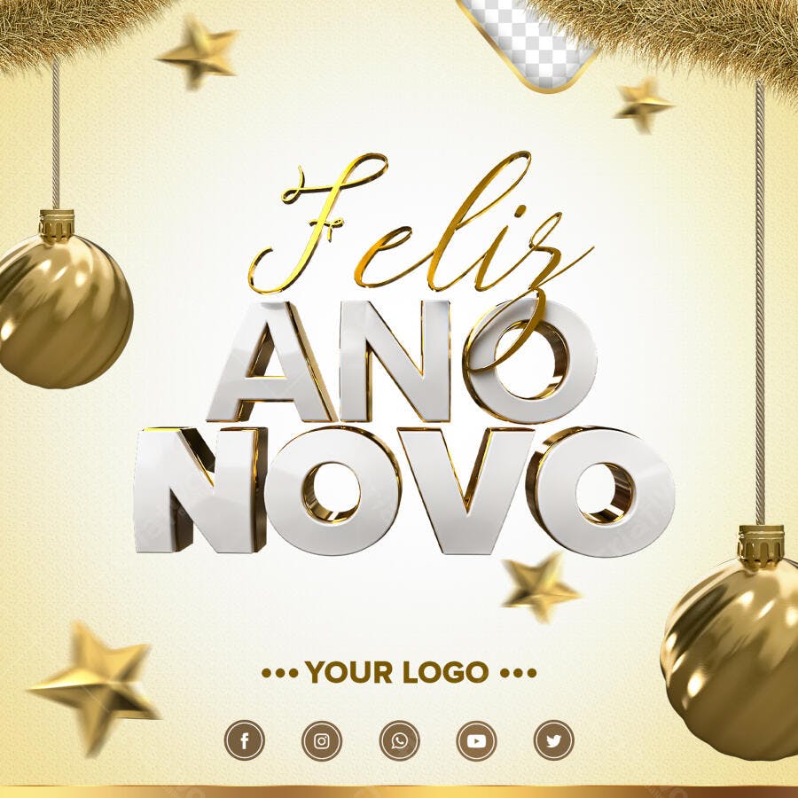 Post Instagram Feliz Ano Novo Réveillon PSD Editável