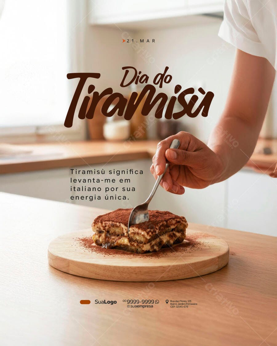 Post Instagram Dia do Tiramisù Cafeteria PSD Editável