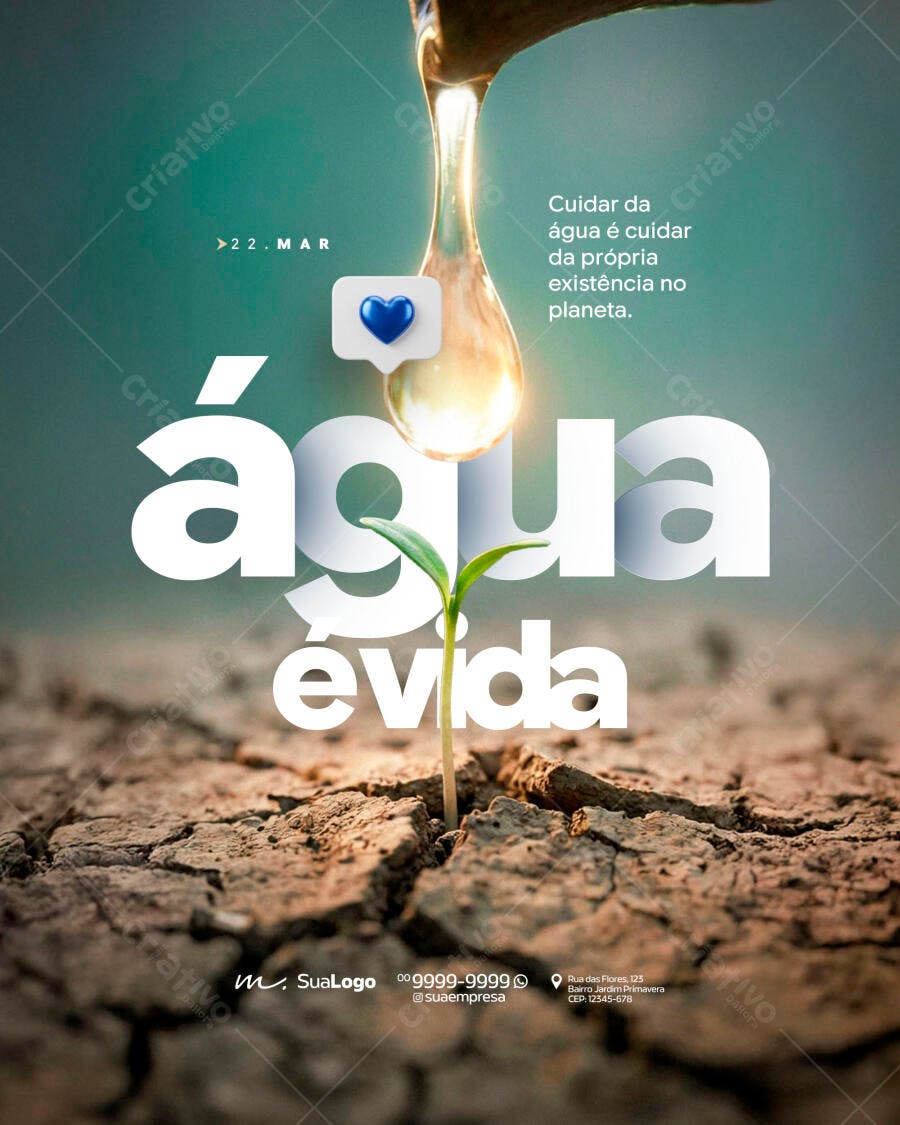 Post Instagram Dia Mundial da Água 22 Março PSD Editável
