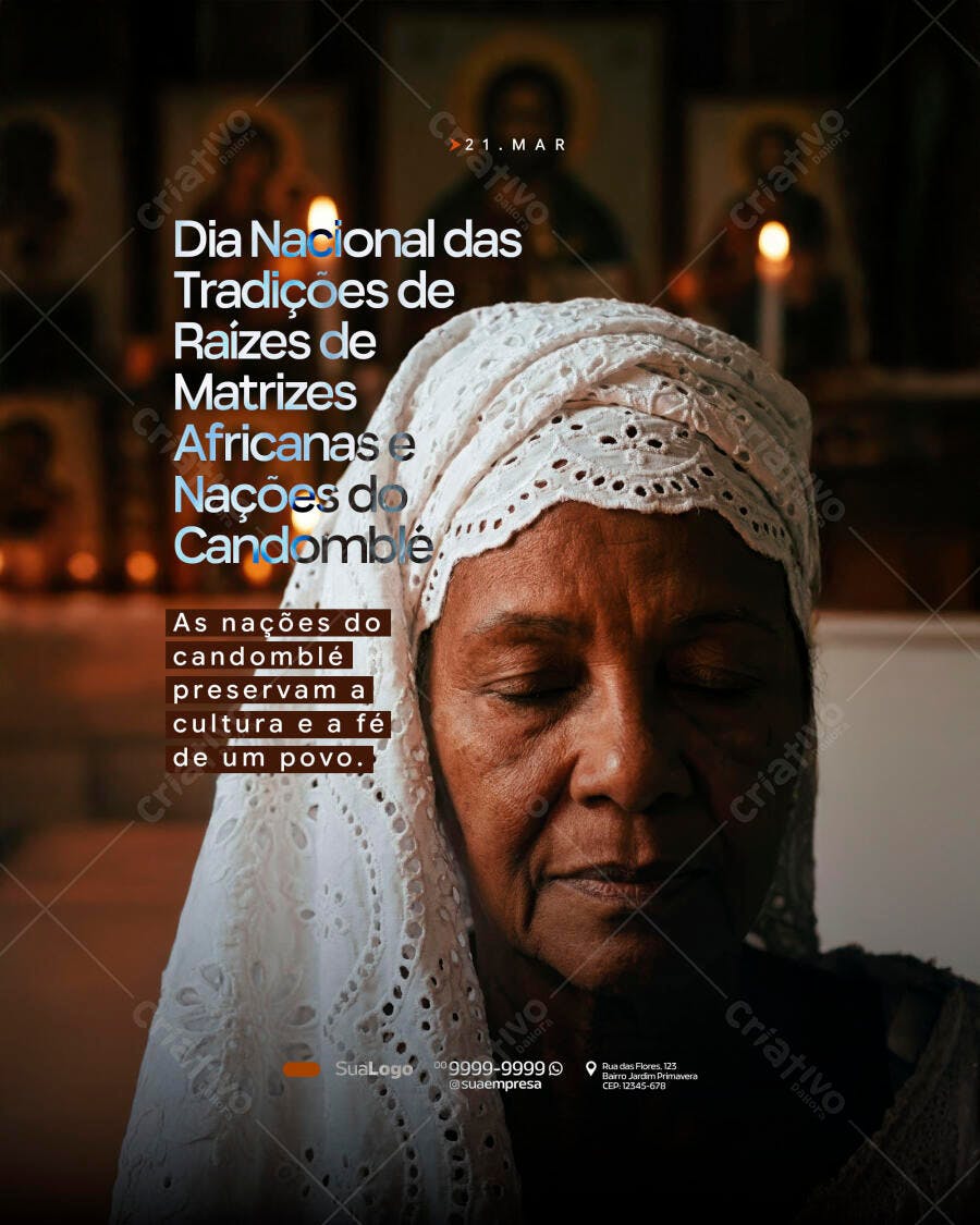 Post Dia Nacional Tradições Candomblé PSD Editável