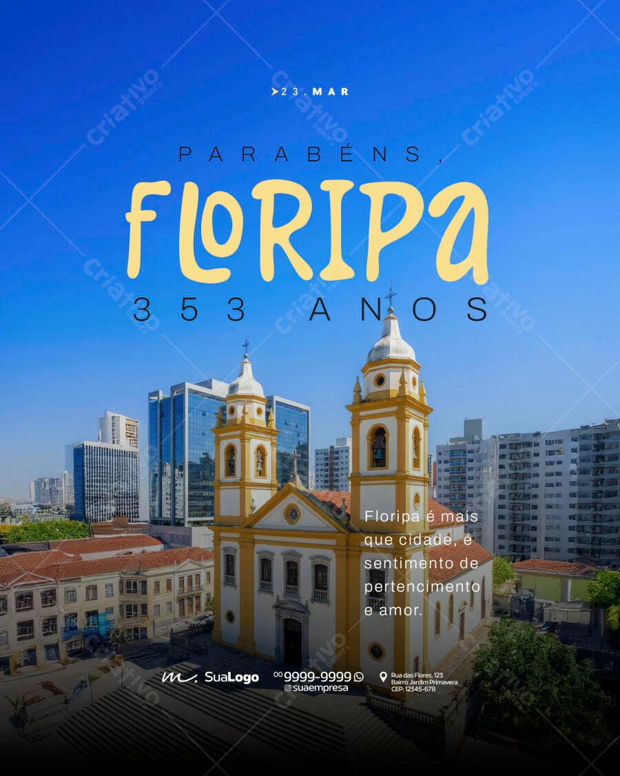 Post Instagram Aniversário Floripa 353 Anos PSD Editável