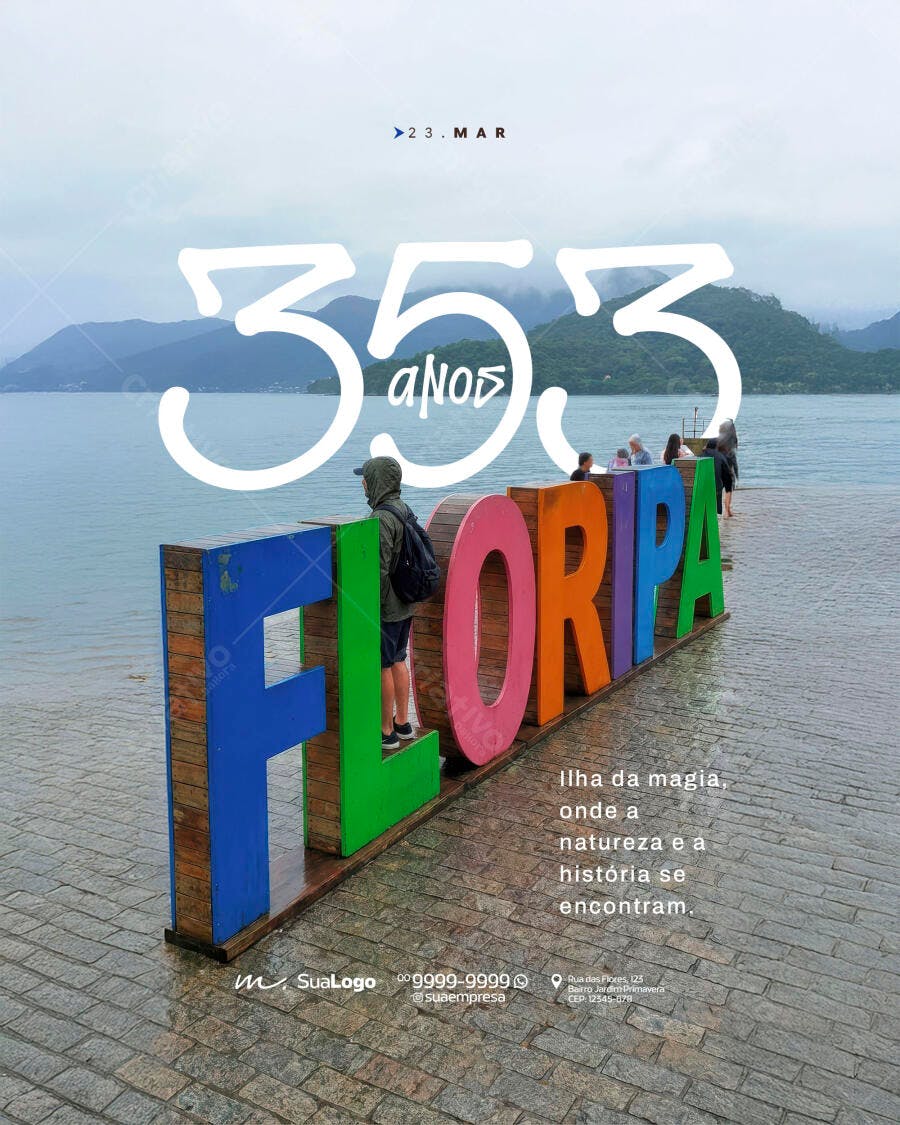 Post Instagram Aniversário Florianópolis 353 Anos PSD Editável