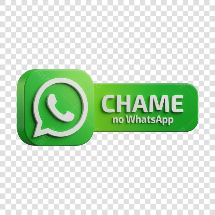 Elemento 3D Botão Chame no WhatsApp PNG Fundo Transparente