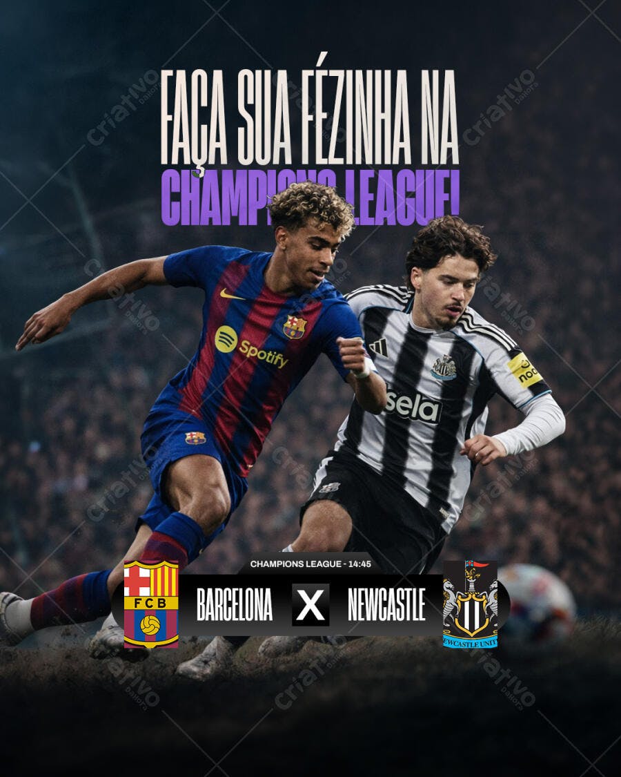 Post Instagram Champions League Futebol PSD Editável