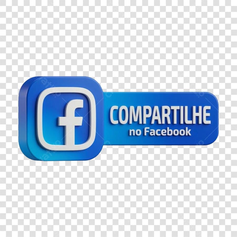 Elemento 3D Compartilhe no Facebook Ícone PNG Fundo Transparente