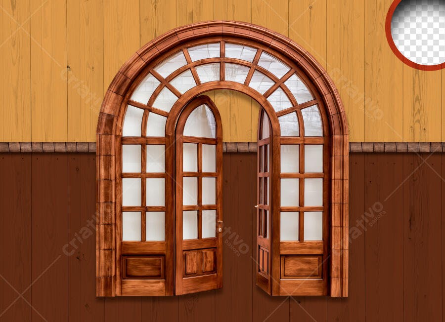 Porta Arco Madeira Antiga PSD Editável