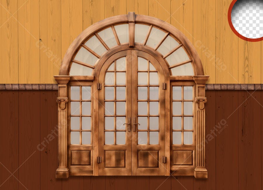 Porta de Madeira Rústica Antiga PNG Fundo Transparente