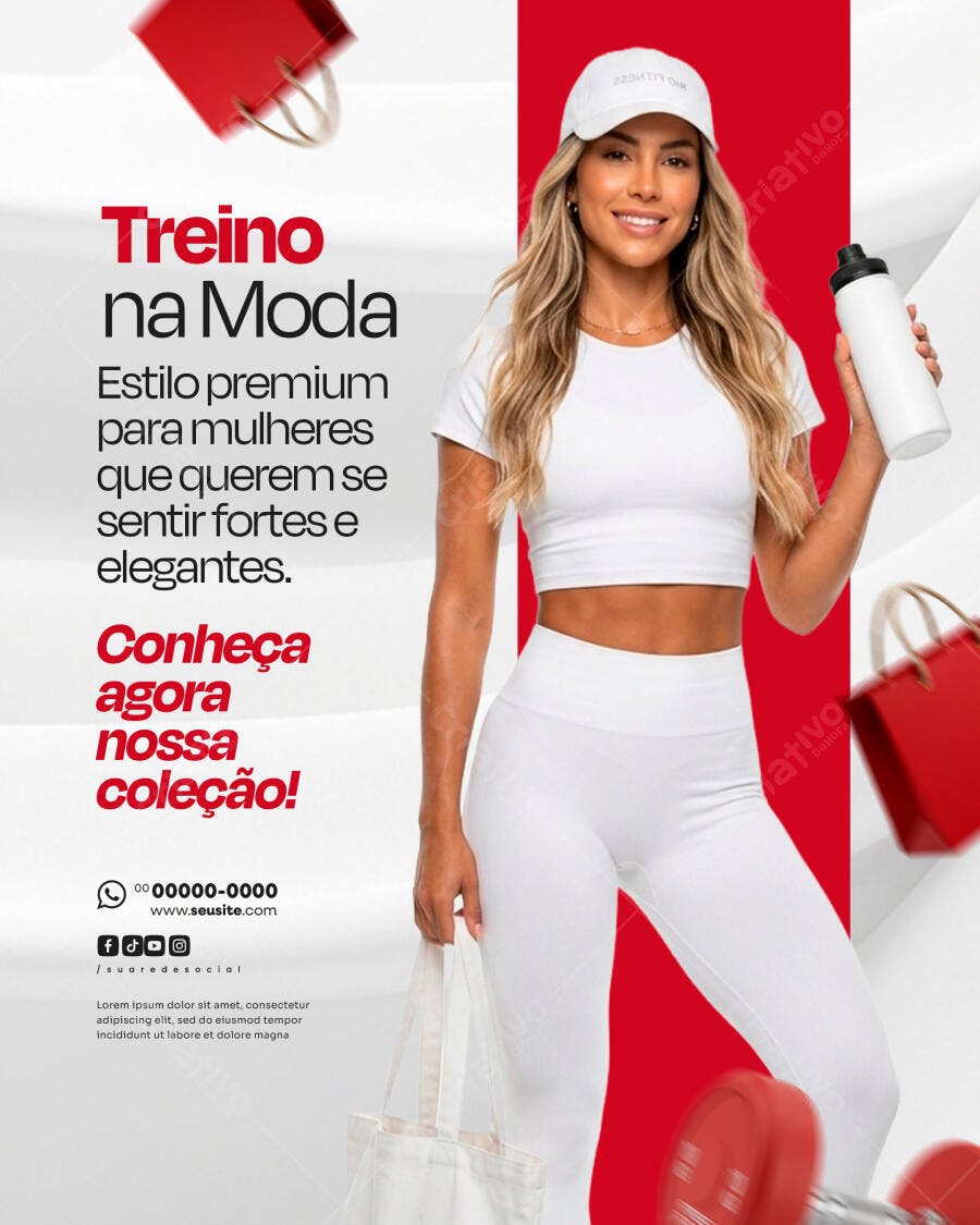 Post Instagram Moda Fitness Feminina PSD Editável