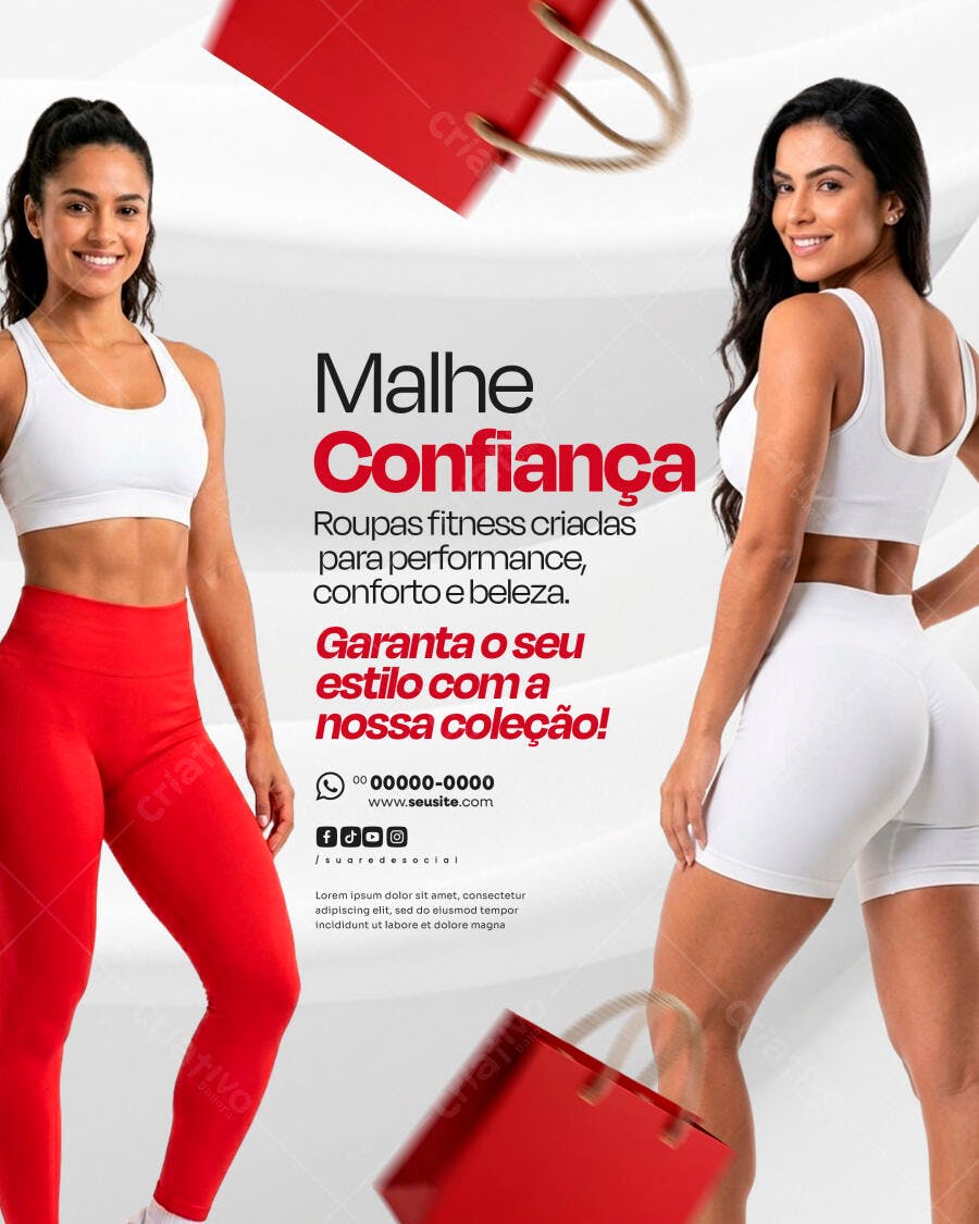 Post Instagram Loja Fitness Roupas Esportivas PSD Editável