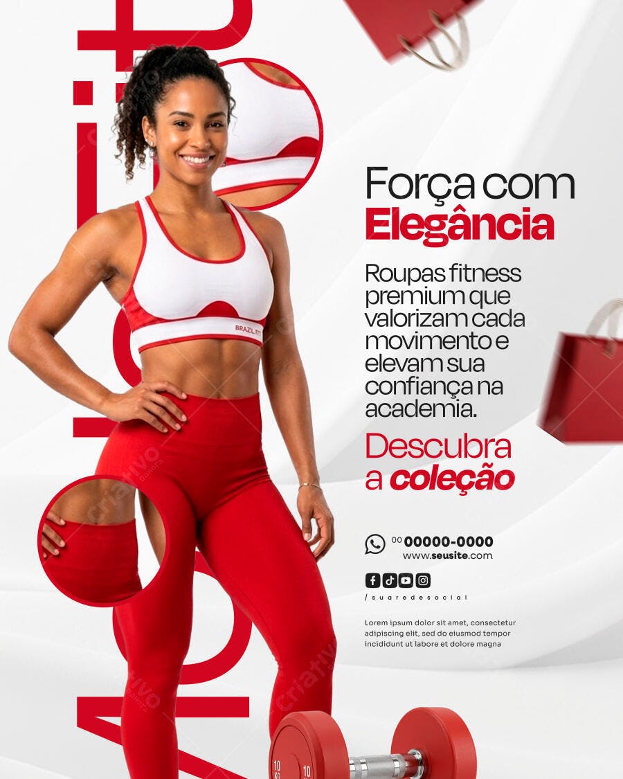 Post Instagram Academia Fitness Roupas PSD Editável