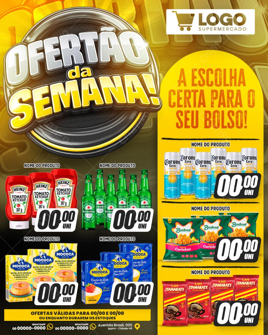 Flyer Ofertas Semana Supermercado PSD Editável