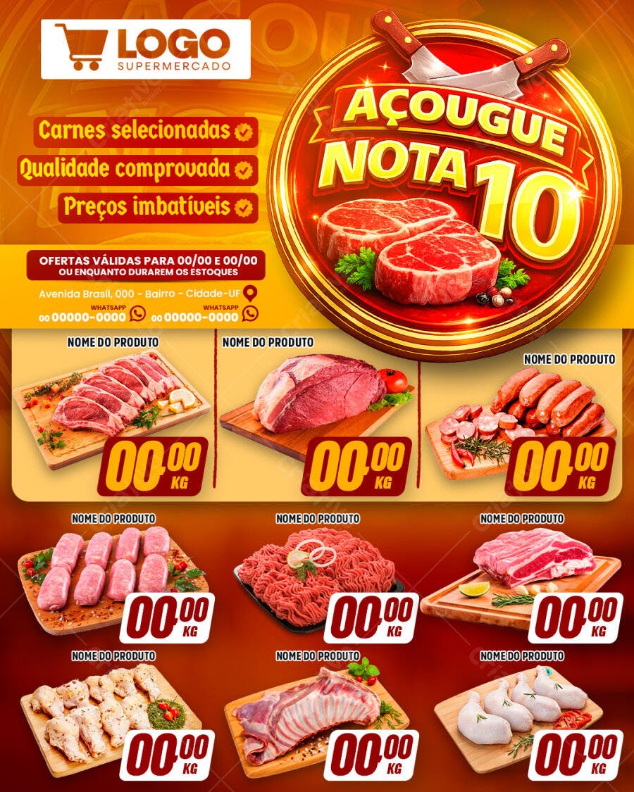 Encarte Supermercado Açougue Ofertas PSD Editável