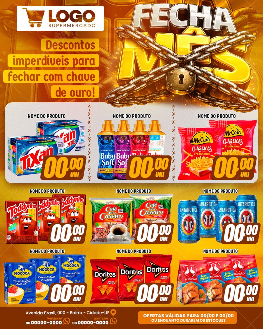 Flyer Supermercado Fechamento Mês Promoção PSD Editável