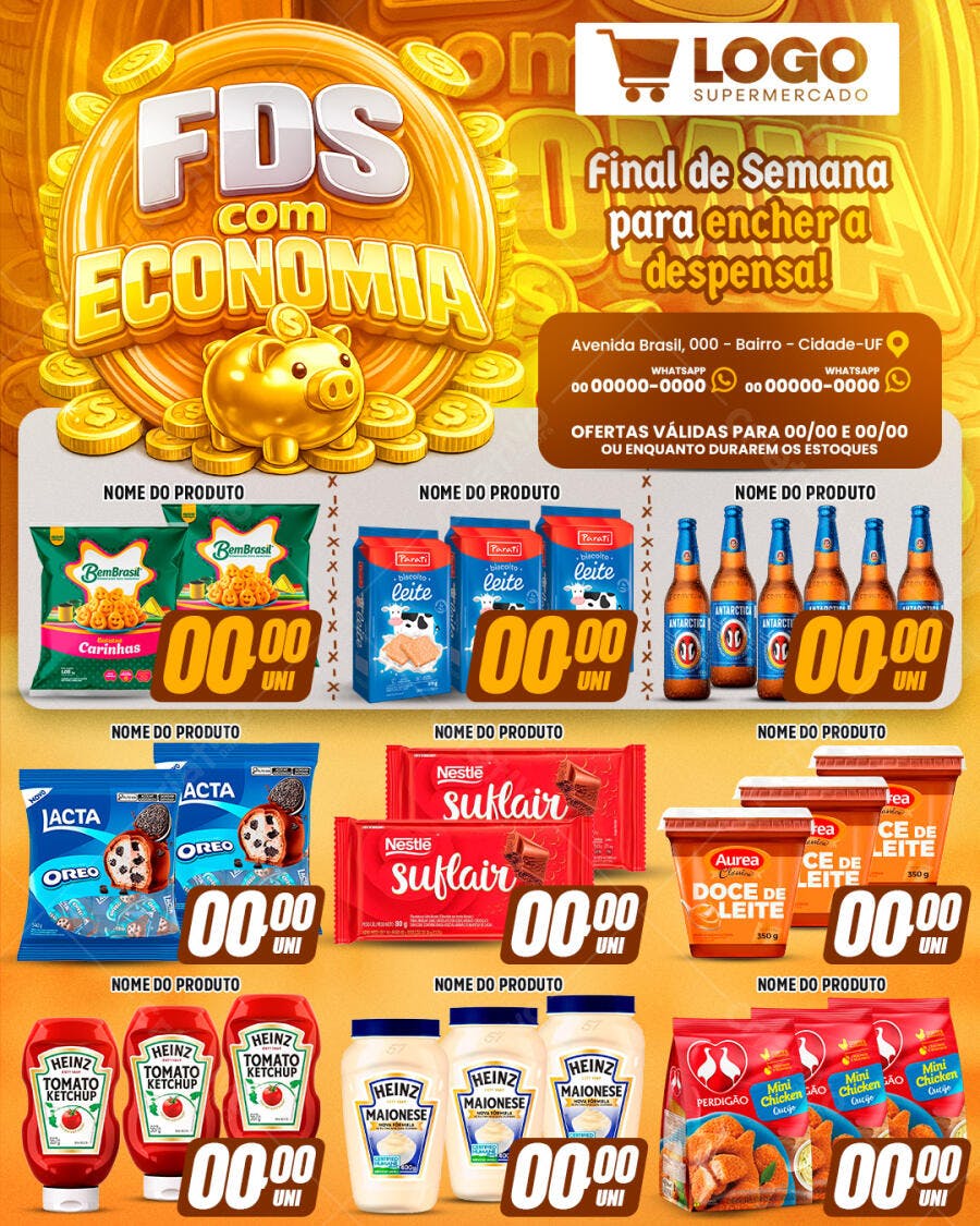 Encarte Supermercado Ofertas Fim de Semana PSD Editável