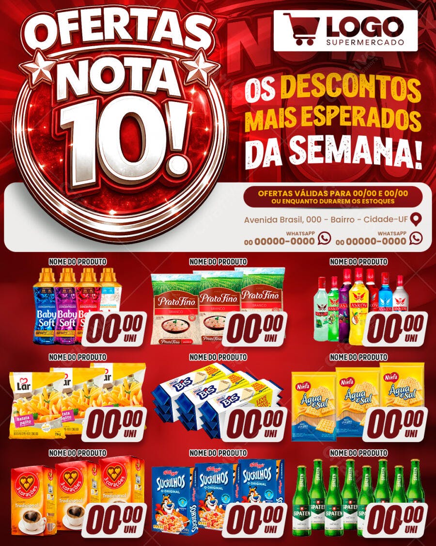 Flyer Ofertas Supermercado PSD Editável Descontos Semana